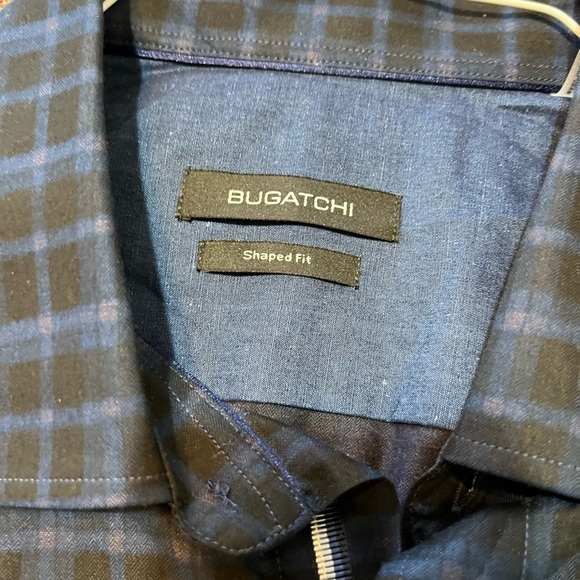 NWT Bugatchi Shaped Fit Blue Checkered Pattern Button Down Shirt- Size L… - Picture 8 of 8